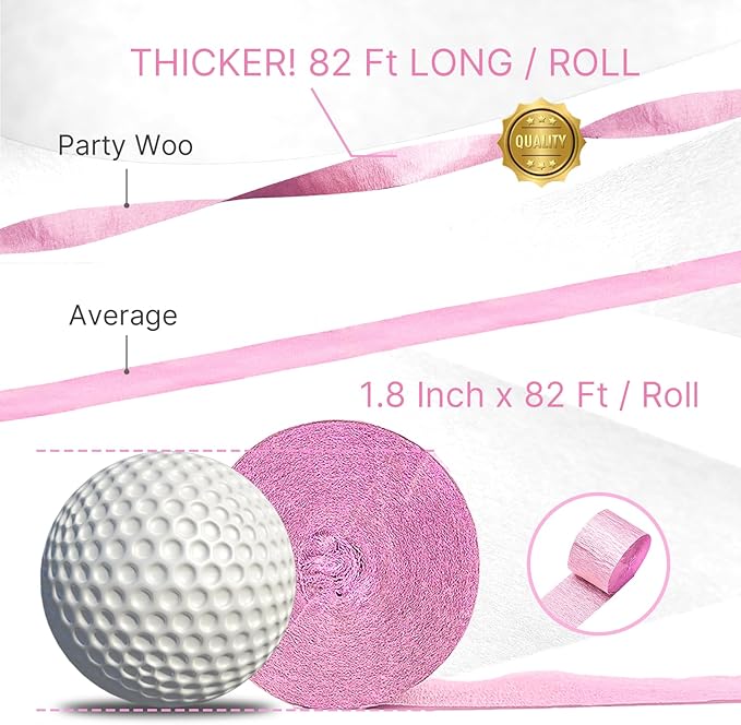 PartyWoo Pink and Red Crepe Paper Streamers 4 Rolls 328 ft Pack of Hot Pink and - Image 3