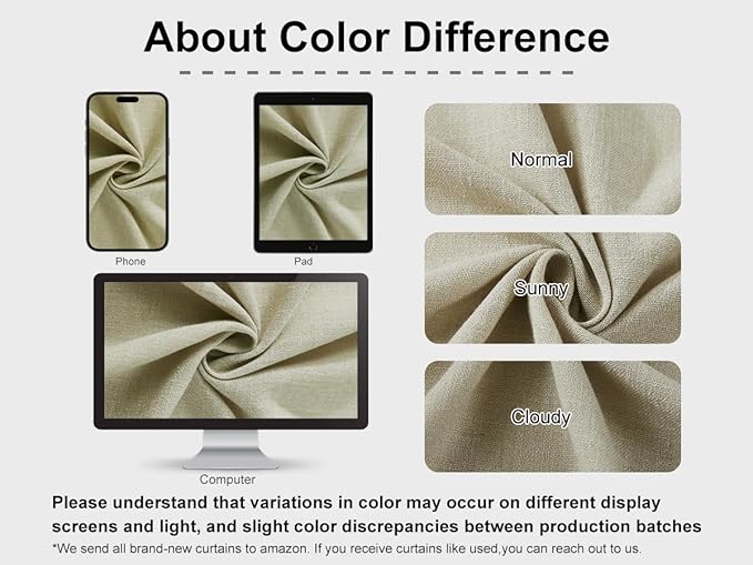 Vision Home Sand Pinch Pleated Semi Sheer Curtains Textured Linen Blended Light - Image 7