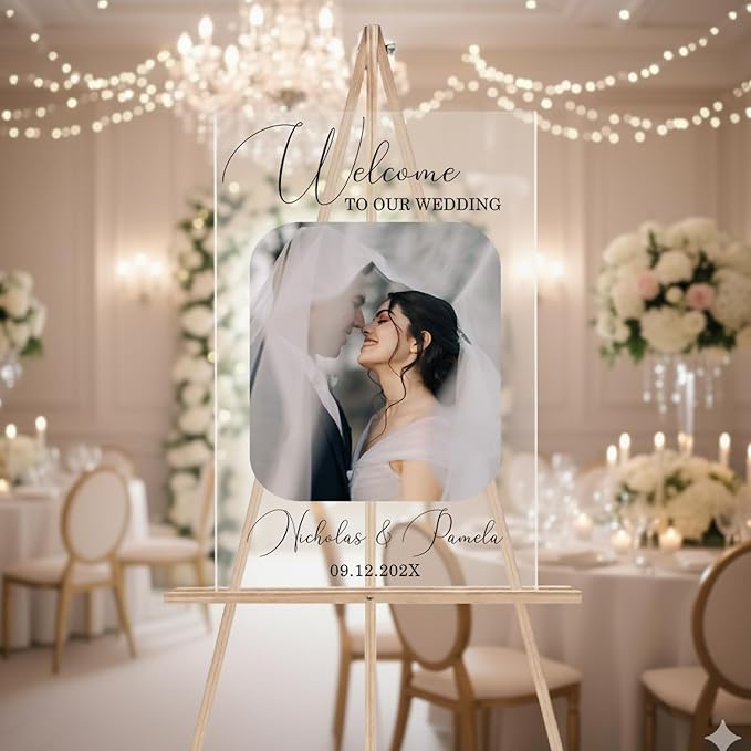 Personalized Wedding Photo Acrylic Welcome Sign – Custom Picture Board - Image 3