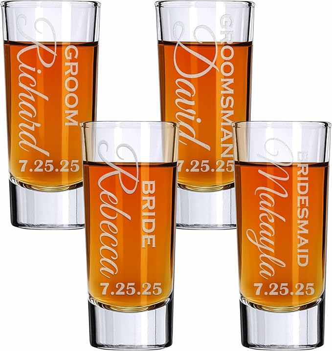 Custom Engraved 2 oz Shot Glass – Personalized Etching – Groomsman & Bridesmaid by BlueRidgeMountainGifts