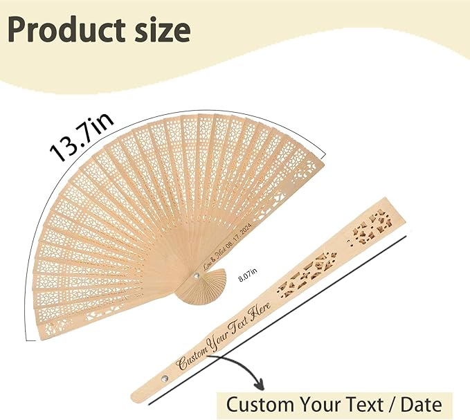 100Pcs Wedding Fans Personalized Folding Hand Fans Custom Sandalwood Wedding - Image 2