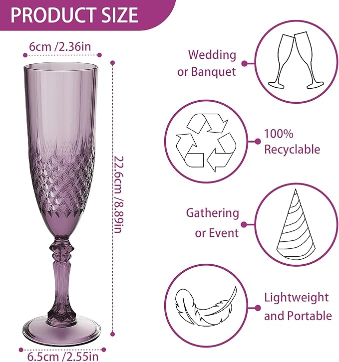 Plastic Champagne Flutes, for Halloween Weddings Bachelor Parties Toasting and - Image 2