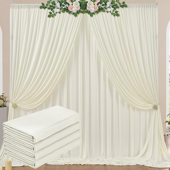 20 ft x 10 ft Wrinkle Free Ivory Backdrop Curtain by Outpain