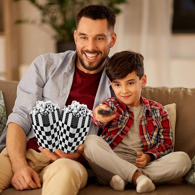 50 Pcs Checkered Popcorn Boxes Mini Paper Popcorn Bags - Image 7
