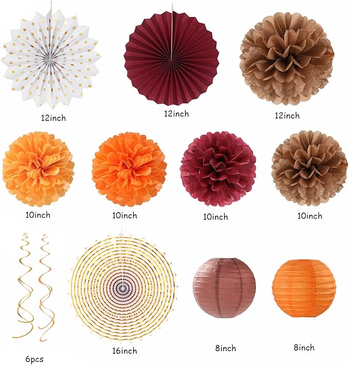 Boho Baby-Shower Burgundy Brown-Orange Party-Decorations - Image 3