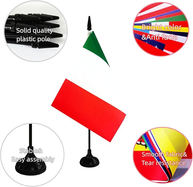 Italy Desk Flag, 12 Pack Italian Table Office Flag - Image 3
