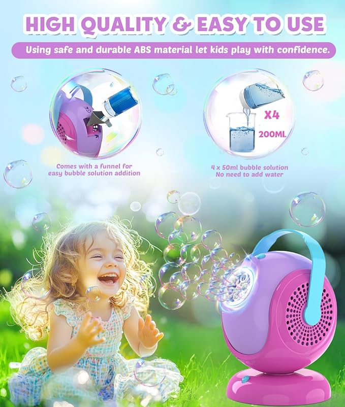 Bubble Machine, Automatic 360° Rotation & 75° Adjustment Bubbles Blower - Image 5
