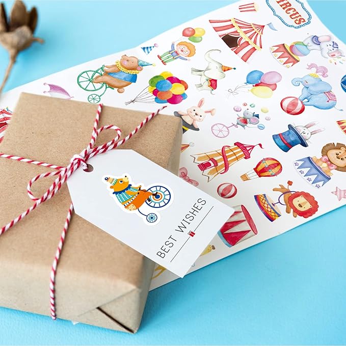 Cute Carnival Circus Stickers 820 Count Party Goodie Gifts Bags Decor Red White - Image 2