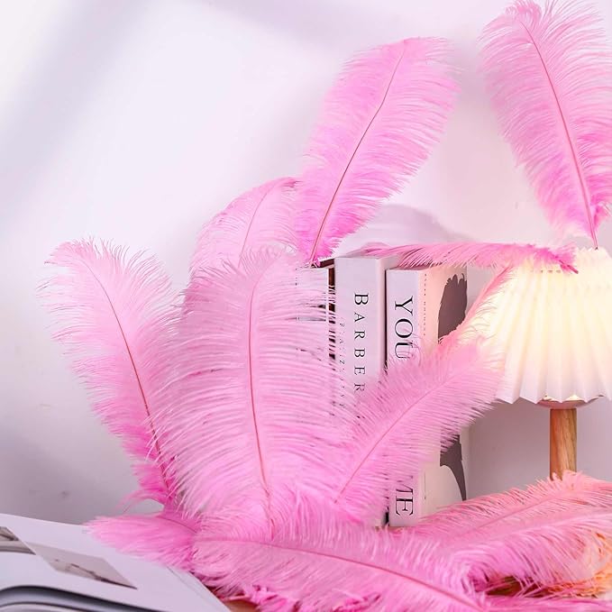 YAKRUNA 30PCS Light Pink Ostrich Feathers Bulk 12-14 Inches - Image 5