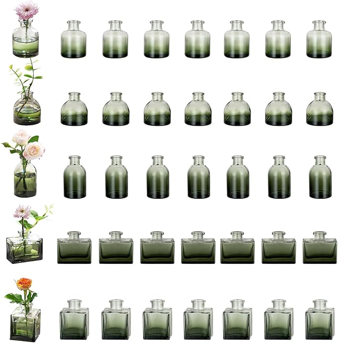 Glasseam Bud Flower Vases in Bulk: 40 Glass Cute Small Vases by Glasseam