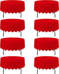 BRILLMAX 8 Pack Red Round Tablecloths 90 Inch by BRILLMAX