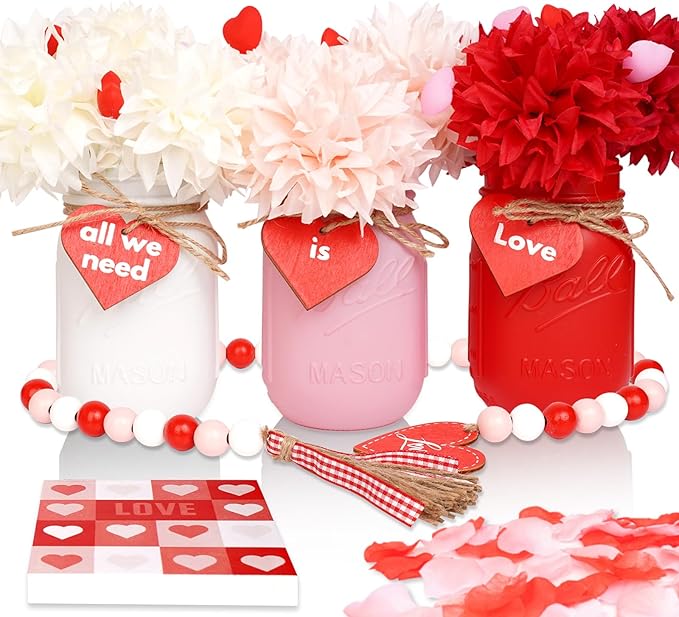 CNVOILA Valentines Table Decor, Cylindrical, Anniversary, Farmhouse Decor by CNVOILA