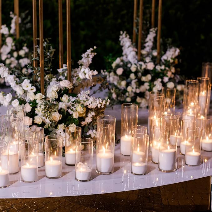 24 Pcs Thin Glass Cylinder Vases 2.5''/3.3'' Diameter 2mm Wall Thickness Clear - Image 5
