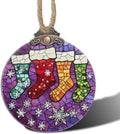 Stained Glass Christmas Decorations, Colorful Stockings Purple Suncatcher by Follow