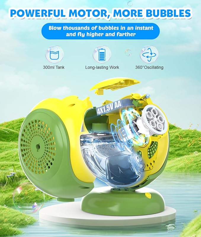 Bubble Machine, Automatic Bubbles Blower, 360° Rotation, 75° Adjustment - Image 2