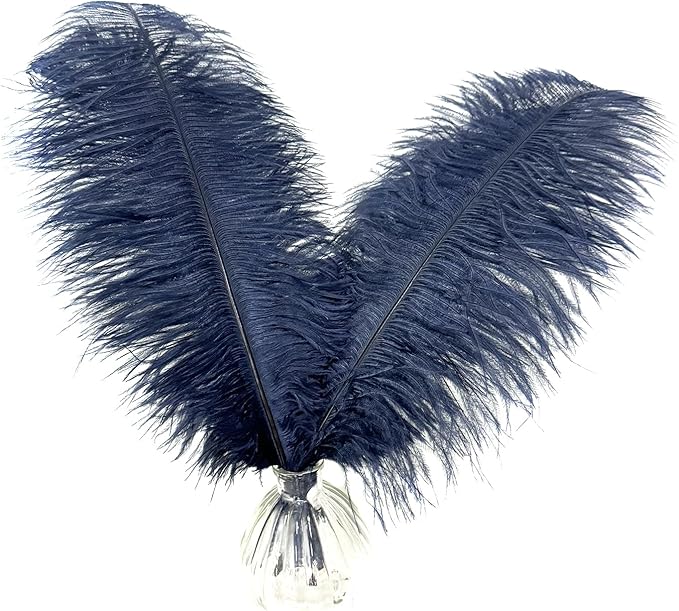 Happy Feather 16-18 inch Navy Blue Ostrich Feathers Craft by SupplyHighQualityFeathers