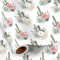RUSPEPA Cactus Floral Wrapping Paper Roll, Mini Roll, Elegant Cacti and Roses by RUSPEPA