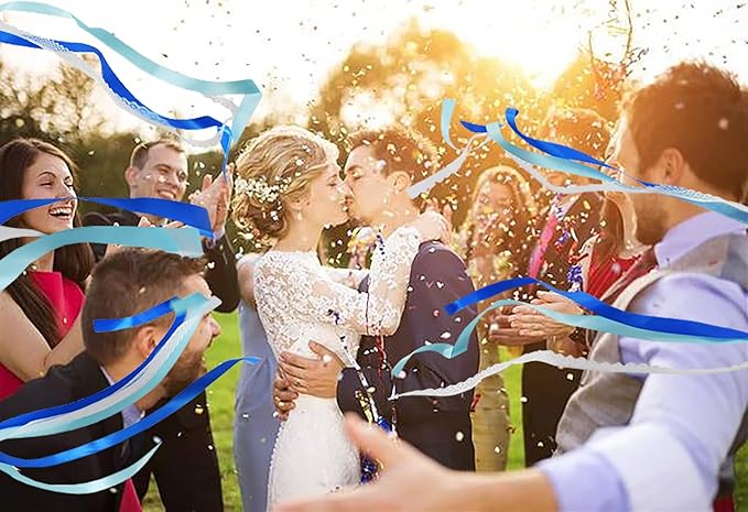 100 Pack Blue Lace Wedding Ribbon Wands Streamers - Image 7
