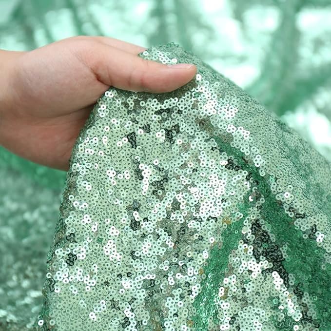 SquarePie Sequin Tablecloth 60 x 120 Inch Mint Green Sparkly Table Linen - Image 6