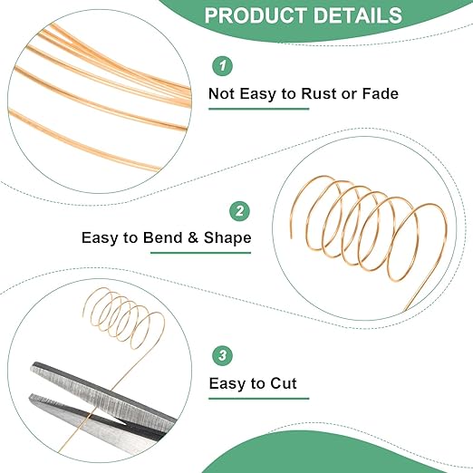 0.3 mm/28 Gauge Copper Wire for Jewelry Making, 49.2FT Copper Beading Craft - Image 2