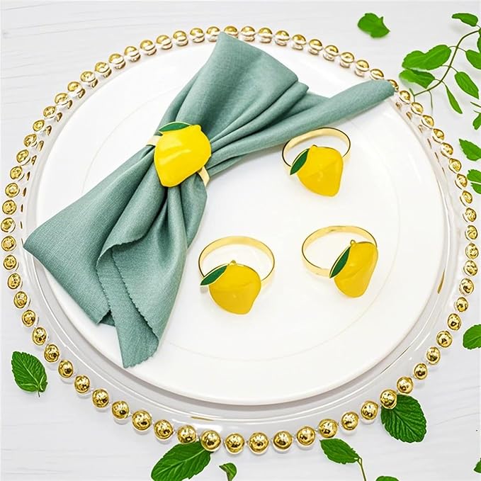 Napkin Rings Set of 6 Yellow Lemon Napkin Rings - Image 5