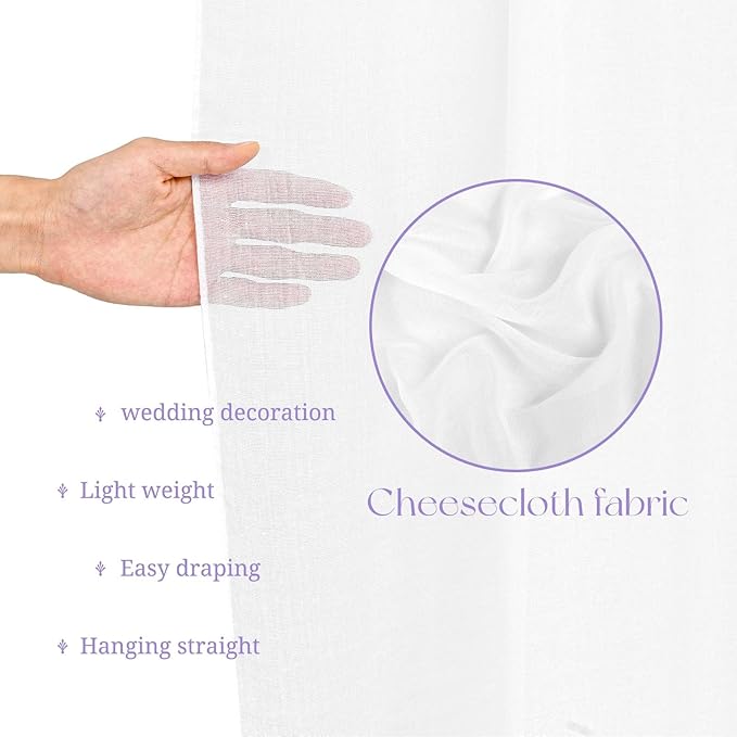 White Ceiling Drapes for Wedding, 5ftx20ft Sheer Fabric Curtain, Wedding Arch - Image 4