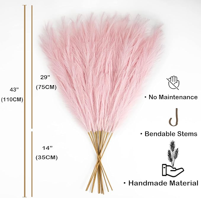 EVODIS Faux Pampas Grass 6 Stems, Artificial Pampas Grass - Image 3