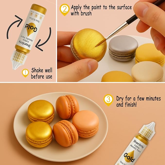 Edible Gold Metallic Paint for Baking – Food Grade Edible Gold Dust Drink - Image 4