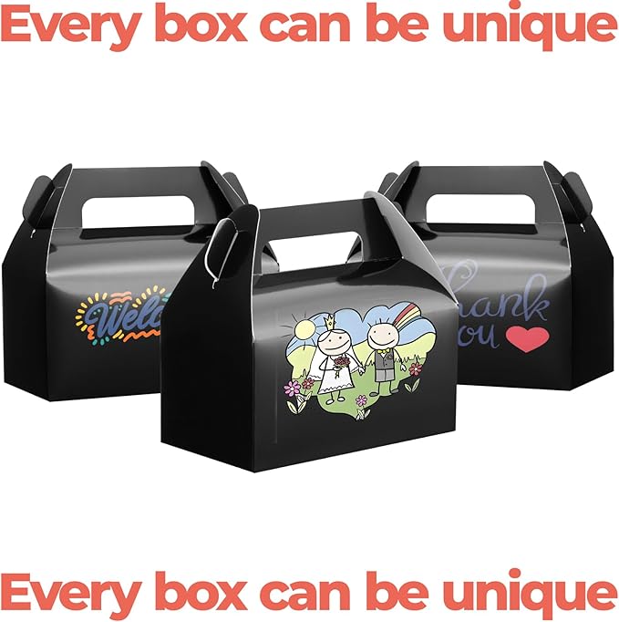 UnicoPak 30 Pack Black Gable Treat Boxes, Party Favor Boxes, Gift Boxes - Image 3