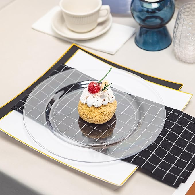N9R 100PCS Clear Plastic Plates, 10.25 inch Clear Disposable Dinner Plate - Image 4