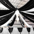 6 Panels Black Ceiling Drapes for Wedding 5ftx20ft Chiffon Fabric Arch Draping by REWOMC