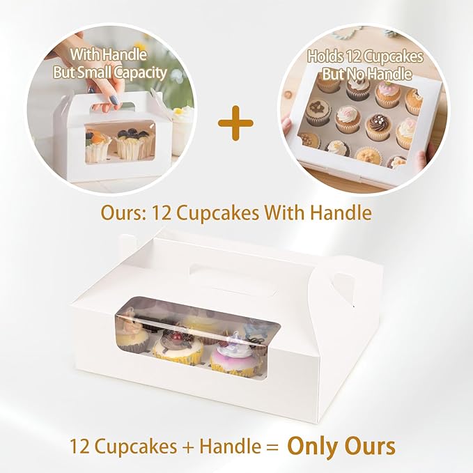 White Cupcake Boxes 12 Count, and Inserts – Holds 360 Standard Cupcakes - Image 6