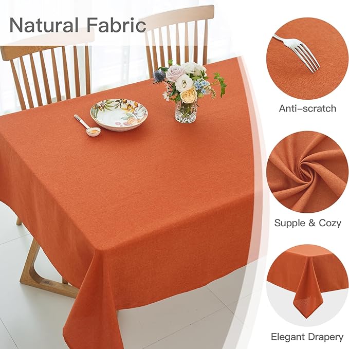 maxmill Linen Textured Rectangle Tablecloth Water Resistant Wrinkle Free - Image 4