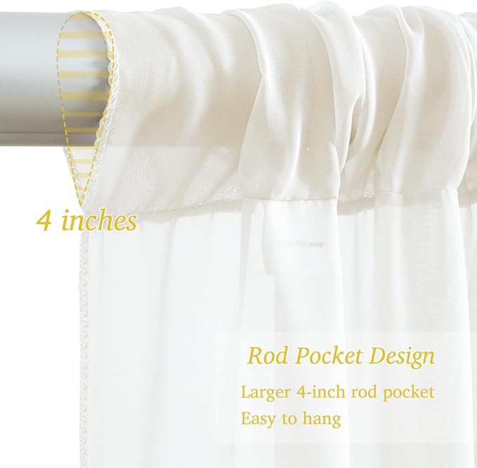 10x10ft Cream White Chiffon Backdrop Curtain - Image 4