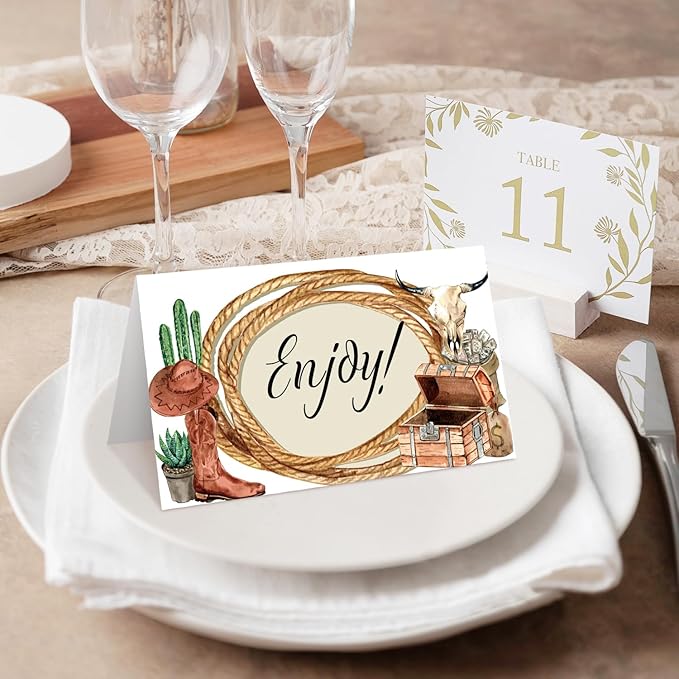 25 Western Cowboy Place Cards for Table Seating, Birthday Name Place Card - Image 4