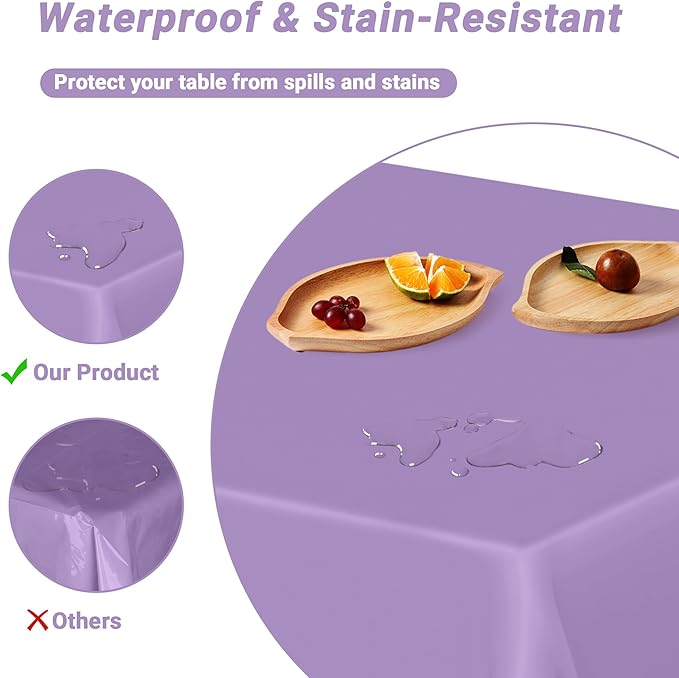 QZYL 4 PCS Plastic Table Cloth Disposable, 54x108 Inches Leakproof Rectangle - Image 3