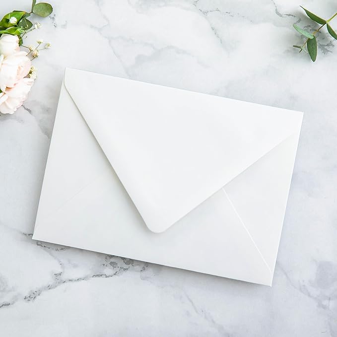 PONATIA 50PCS A7 Euro Flap Ivory Envelope, 5.25 x 7.25'' Wild Flowers Liner - Image 9