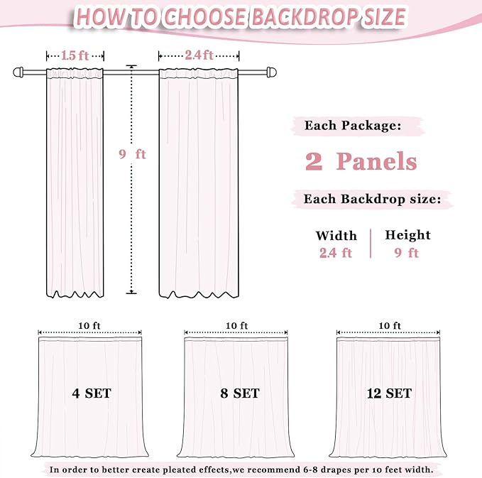 DUOBAO 2 Panels Chiffon Curtains 29"x108" Sheer Backdrop Drape Beach Curtain - Image 6