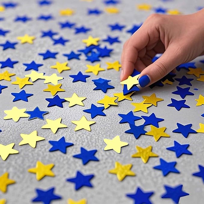 Blue Yellow and Gold Glitter Star Confetti by CC+Wonderland
