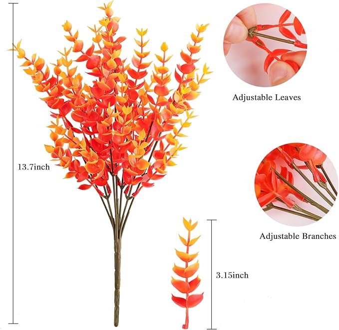 AmyHomie 20 Bundles Orange Fall Decor Artificial Flowers - Image 5