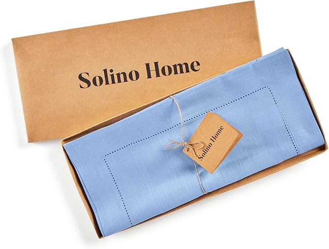Solino Home Linen Cornflower Blue Hemstitch Table Runner 60 Inches - Image 8