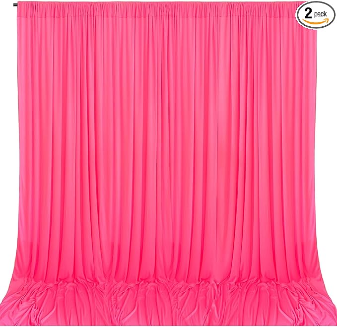 10 x 7 Feet Fluorescent Pink Backdrop Curtain by ZEBMOON