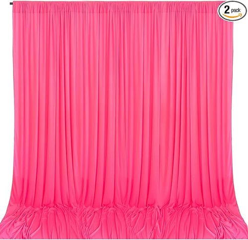 10 x 7 Feet Fluorescent Pink Backdrop Curtain by ZEBMOON