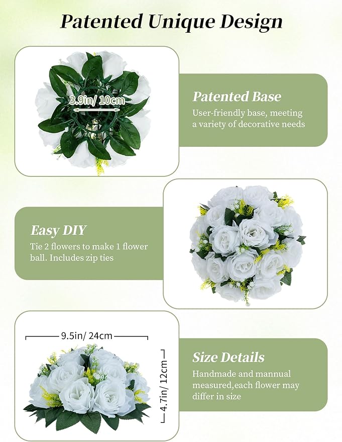 BLOSMON White Flowers for Wedding Centerpieces: 10 Pcs Artificial Roses Flower - Image 6