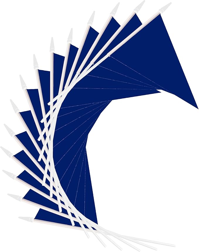 12 Pack Dark Blue Pennant Flags Small Mini Hand Held Solid Color Pennant On - Image 4