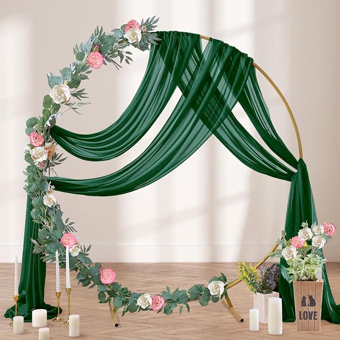 Emerald Green Wedding Arch Draping Fabric 29" x 20 FT Wedding Drapes - Image 3