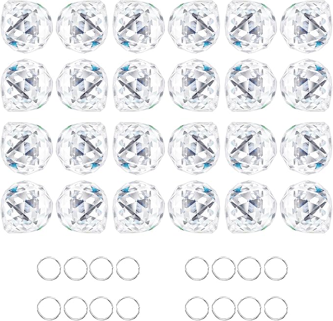 24pcs Clear Crystal Decorative Ball Prism Suncatchers by ForCrystalLovers