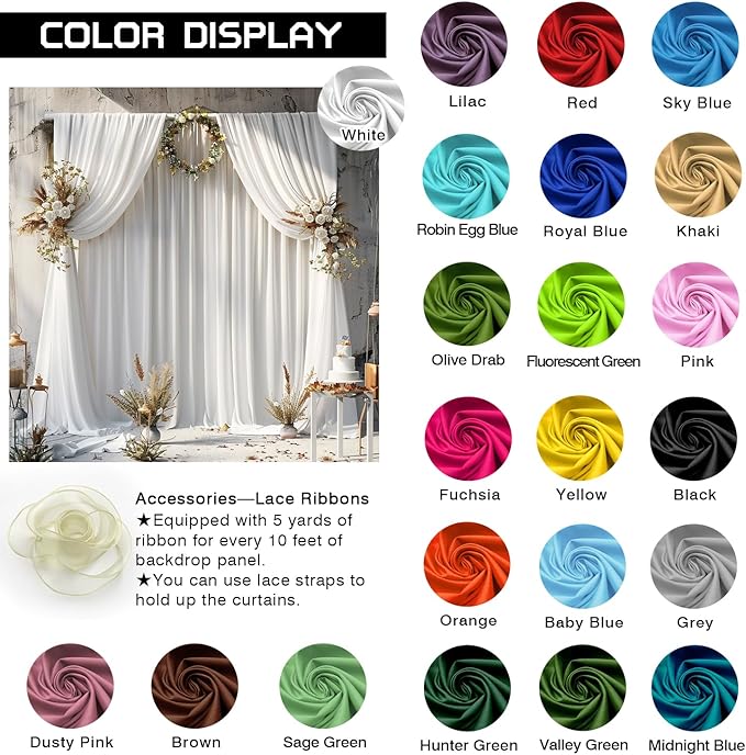 White Backdrop Curtains Wedding Background Drapes White Drapes - Image 8