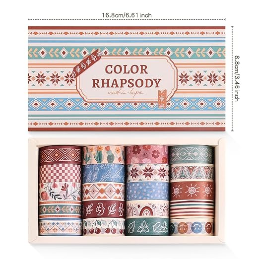 20 Rolls Bohemia Theme Washi Tape Set, Writable Decorative Tapes - Image 9