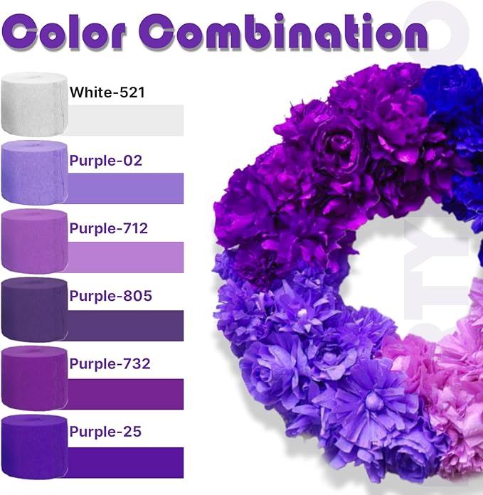 PartyWoo Pink and Purple Crepe Paper Streamers 4pcs 328ft Pack of Light Pastel - Image 3